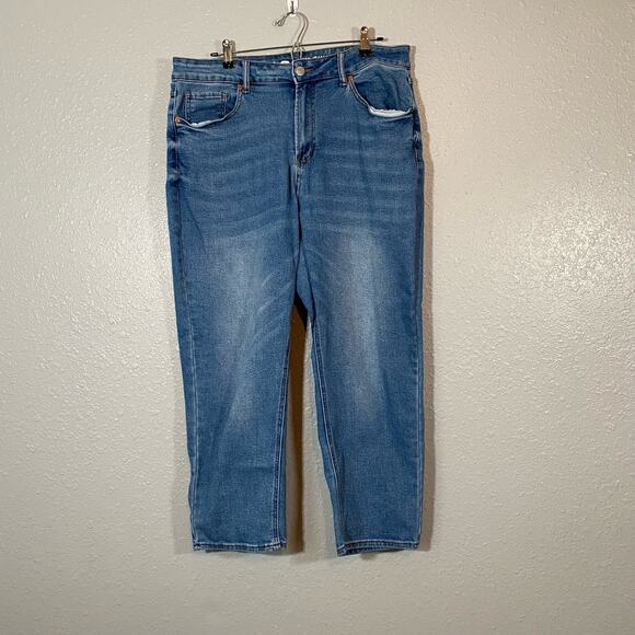 Song Womens 16 Mom Jean Medium Wash High Rise Denim Blue Straight Whiskering - Picture 7 of 7